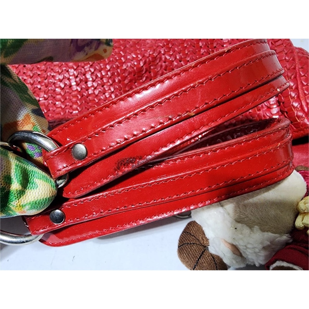 Authentic Christian Dior Rafia Lady Dior Tote Red - Picture 13 of 15